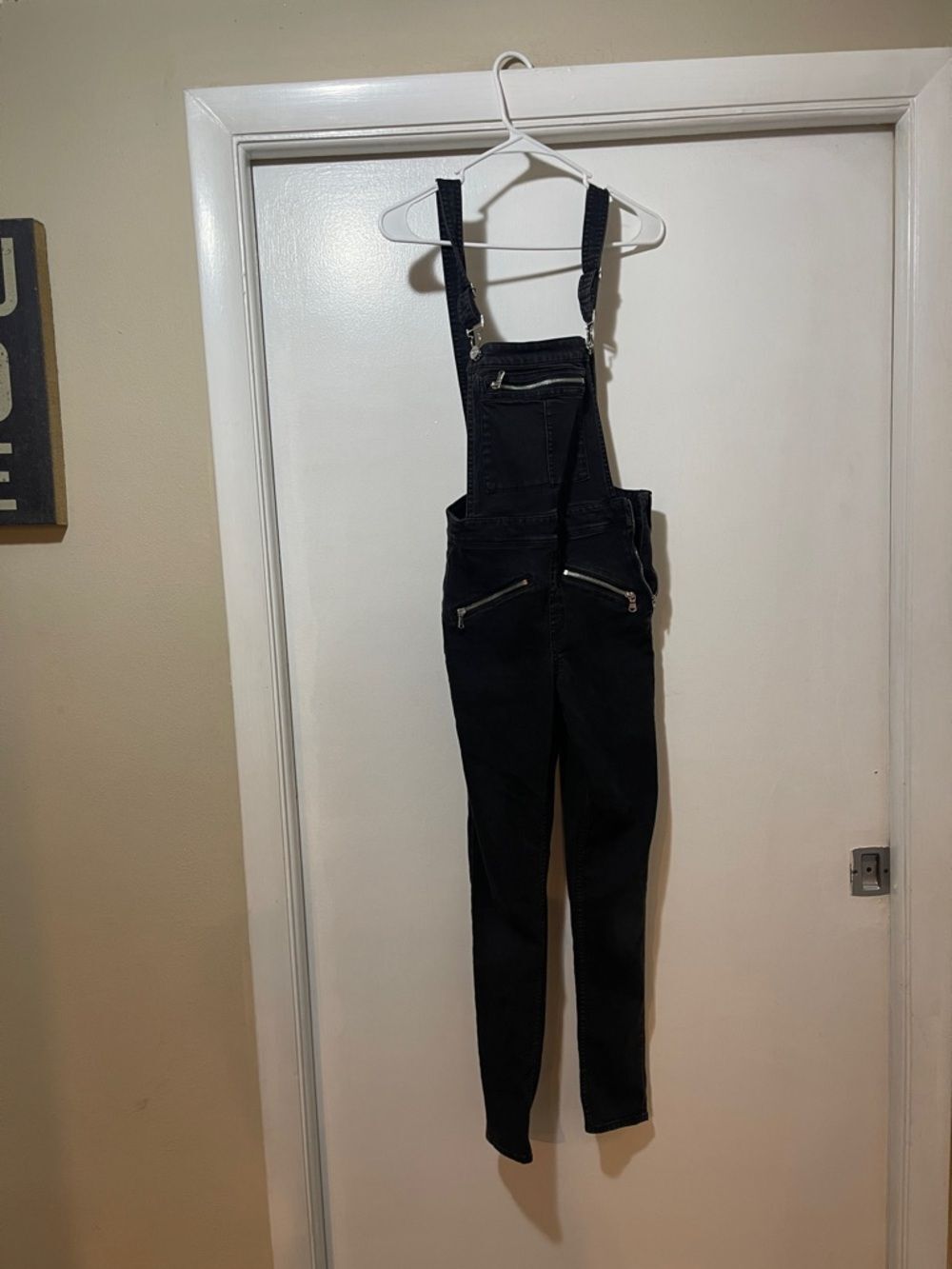 Divided Black Women's Denim Overalls with Zip Pocket Details size 4